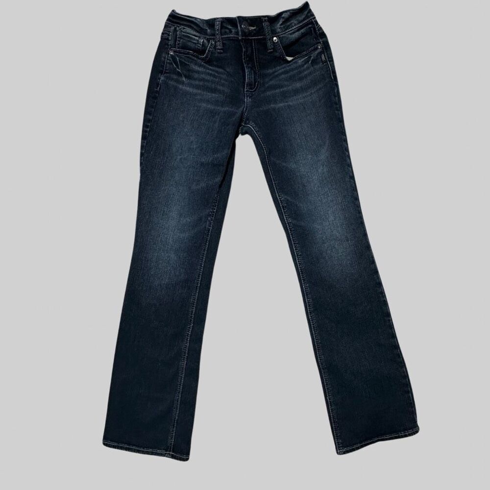 SILVER Suki Womens Jeans Denim Size 27 Slim Bootcut Whiskering Stretchy‎